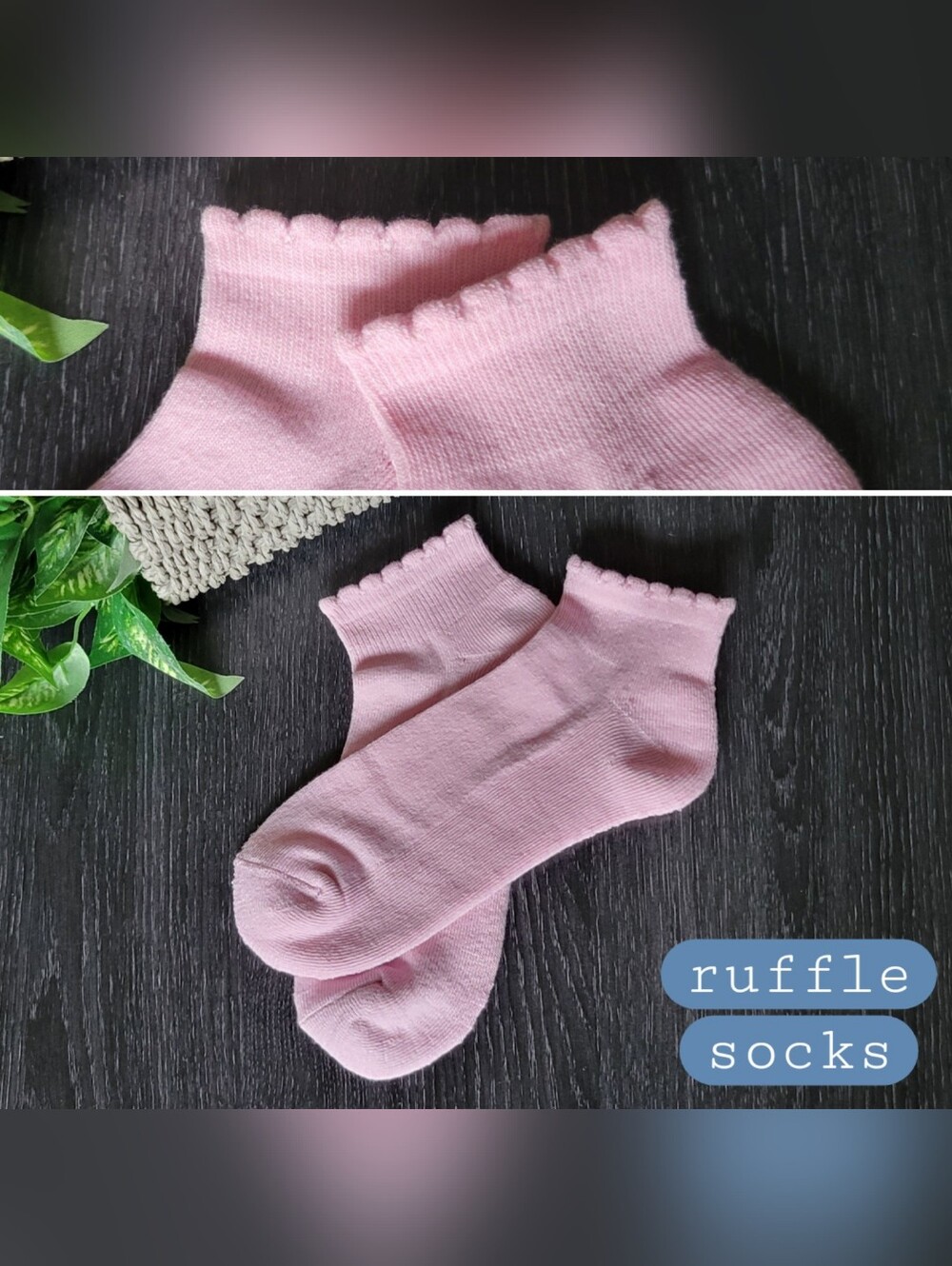 Ruffle Frilly Trim Light Pink Lolita Ankle Socks (New No Tag), Women Medium 7-9